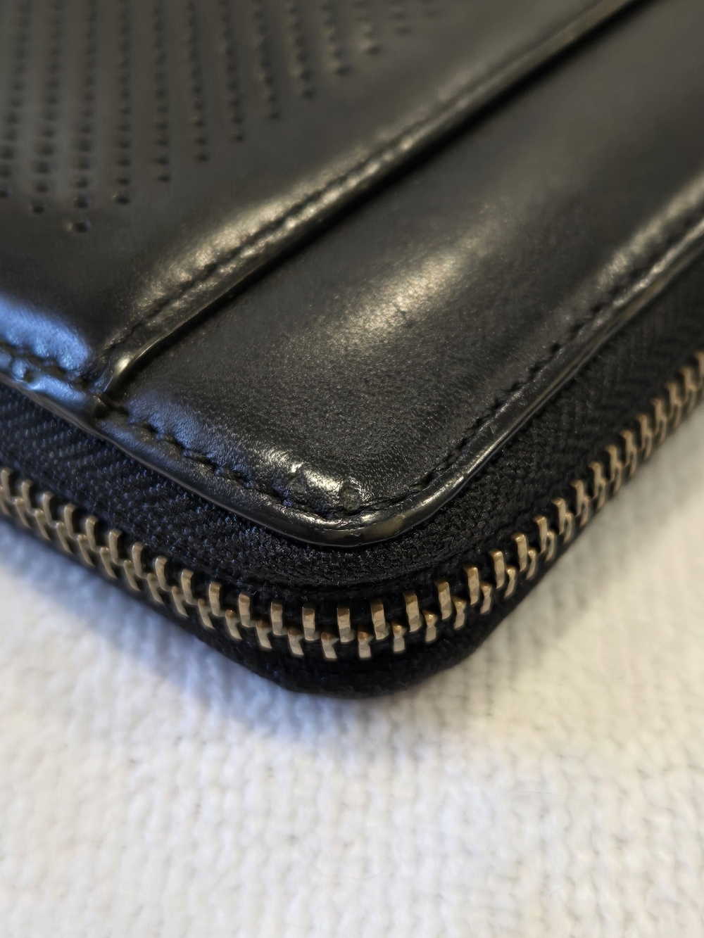 Coach Black Perforated Leather Zip Around Wallet - Picture 5 of 16